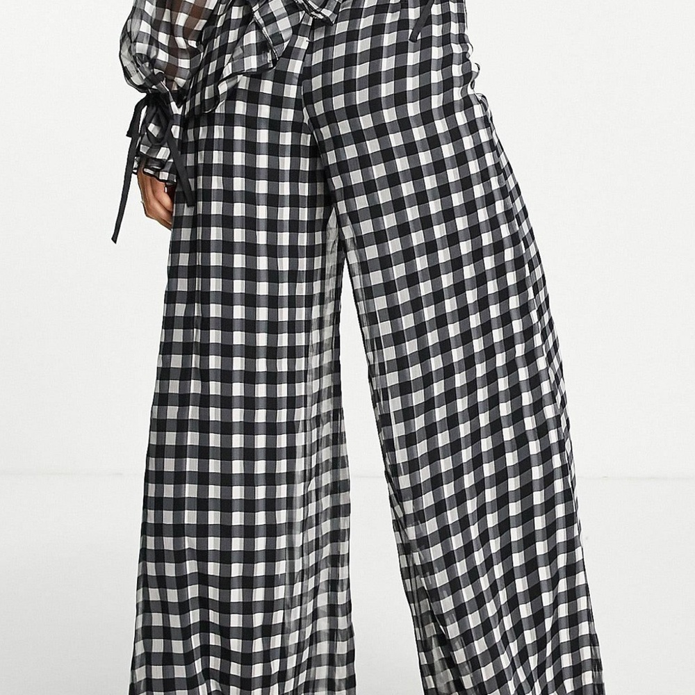 NWT ASOS Design Gingham Wide Leg Pants